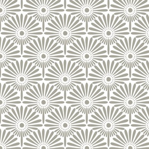 Geometric floral sunflower scallop design soft and warm light grey hues