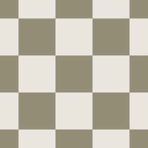 LARGE RETRO MUTED SAGE OLIVE CHECKERBOARD 15CM CHECK-LIGHT OLIVE SAGE GREEN AND OFF WHITE