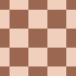 LARGE RETRO WARM EARTH TONE CHECKERBOARD 15CM CHECK-TERRACOTTA BROWN AND LIGHT SALMON PEACH PINK