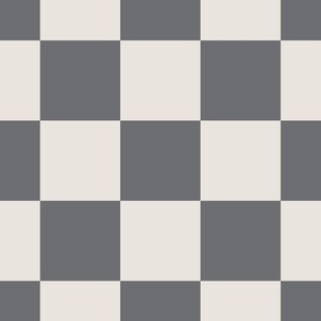 LARGE RETRO CLASSIC GREY CHECKERBOARD 15CM CHECK-DARK COOL GRAY AND OFF WHITE