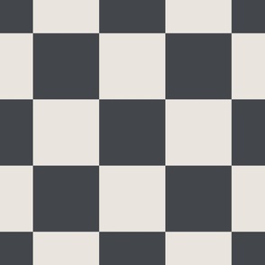 LARGE RETRO CLASSIC CHECKERBOARD 15CM CHECK-BLACK CHARCOAL AND OFF WHITE