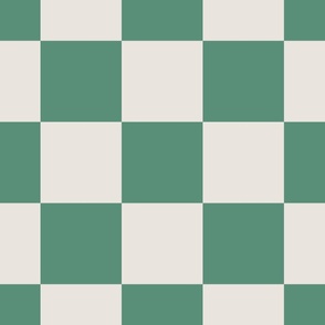 LARGE RETRO GREEN CHECKERBOARD 15CM CHECK-EMERALD JADE AND OFF WHITE