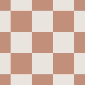 LARGE RETRO NEUTRAL CHECKERBOARD 15CM CHECK-BEIGE TAN AND OFF WHITE