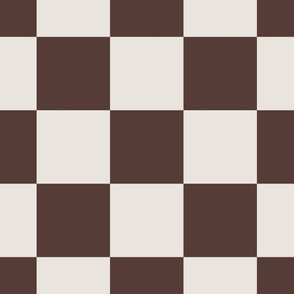 LARGE RETRO CHOCOLATE CHECKERBOARD 15CM CHECK-DARK BROWN AND OFF WHITE
