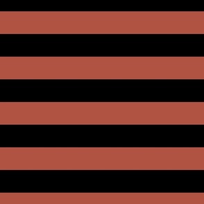 2 Inch two tone stripes in black and dark terracotta