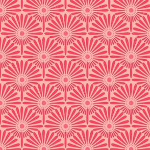 Geometric floral sunflower scallop design in Valentine Hot pink and soft pink hues