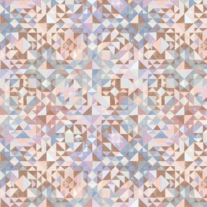 abstract pastel intangible diamond facets checker cheater quilt 12"