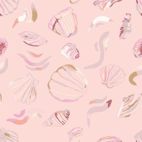 Loose watercolour shells on pink