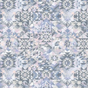 muted mirage pastel abstract crystal facets aztec kilim cheater quilt 12" winter