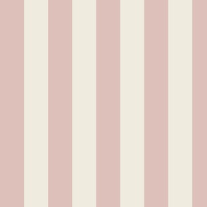 Wide awning stripes in rose pink brown cameo and off white blush nude