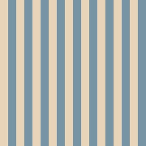 Masculine awning stripe in rich cream and denim blue medium simple classic stripe