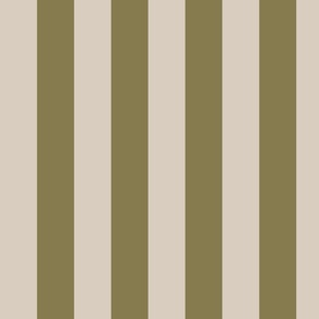 wide circus awning stripe | olive green brown creamy grey