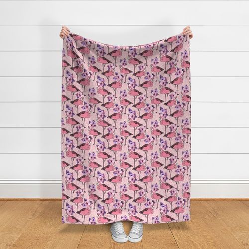 Retro Flamingo With Pink Swirls