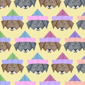 Origami Party Dogs on Yellow