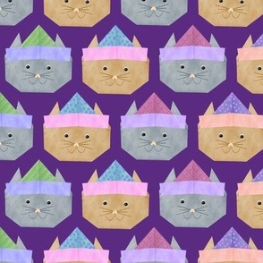 Origami Party Cats on Purple