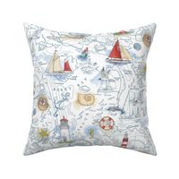 Sail Away Nautical Map 12x14.5 in