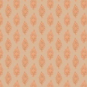 (S) marigold and carnations - Indian floral block print-peach fuzz-honey peach-small scale