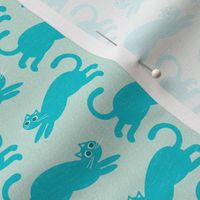 silly running cats robin egg blue | small