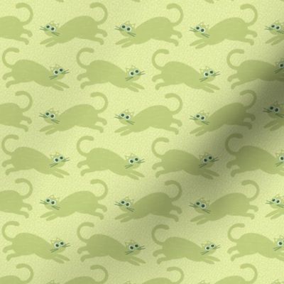 silly running cats light olive green | small