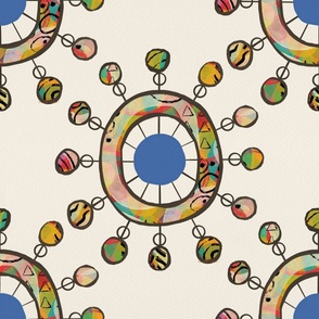 Colorful Organic Shapes on Cream - Circles, 24-inch repeat