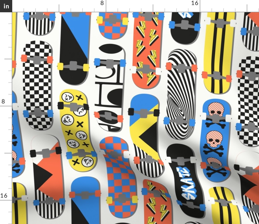 (M) Skateboards 90's Bold colors on White