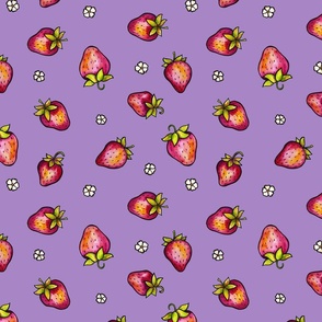 Strawberries in Watercolor - Lilac