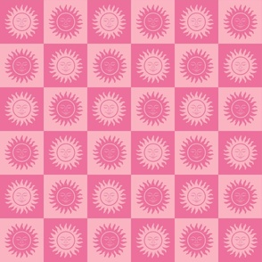 Retro Sun Gingham Checker Pink