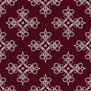 Maroon color background chique white ornament 