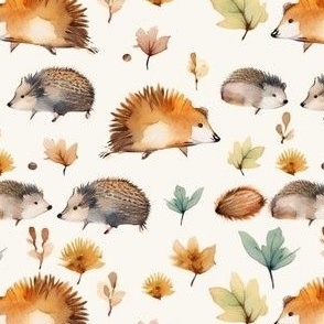 Adorable Hedgehog Haven Fabric - Cute Watercolor Hedgehogs Pattern
