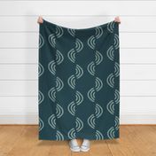 Moody Boho Block Print Geometric Waves - blue and light blue and seafoam green