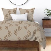 Geometric Block Print Waves beige dark and khaki brown