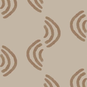 Geometric Block Print Waves beige dark and khaki brown