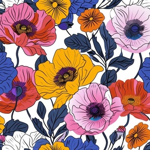 Bold Outlines Floral in trendy colors 6