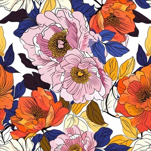 Bold Outlines Floral in trendy colors