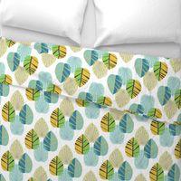 Mid-Century Modern Leaves Yellow Large Scale