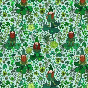 Wee Irish Gnomes in a Shamrock Forest (Mint Green) 