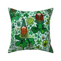 Wee Irish Gnomes in a Shamrock Forest (Mint Green large scale) 