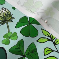 Wee Irish Gnomes in a Shamrock Forest (Mint Green large scale) 