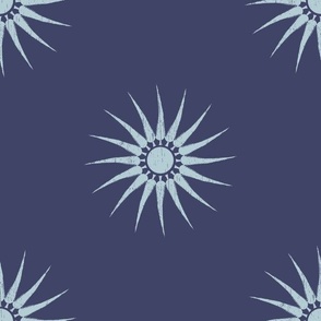  Sunshine in Deep Coral and Starlight Blue_Medium(12x12)