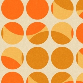 Sports balls dots on dots in orange yellow ocher on cream - medium - pickleball, basketball, tennis ball, baseball, handball, beach volleyball