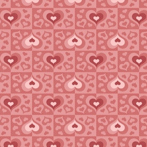 Valentine's Day Hearts Checkerboard Medium Scale - Dark & Light Pink, Red