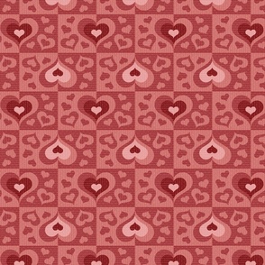 Valentine's Day Hearts Checkerboard Medium Scale - Red, Pink, Light Pink