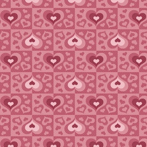 Valentine's Day Hearts Checkerboard Medium Scale - Fushia Pink