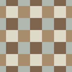 Retro checkerboard plaid in sage sand olive beige - large