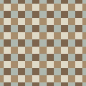 Retro checkerboard plaid in sage sand olive beige - medium