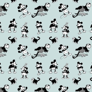 Steamboat Willie Cartoons Mouse Parrot on light Green