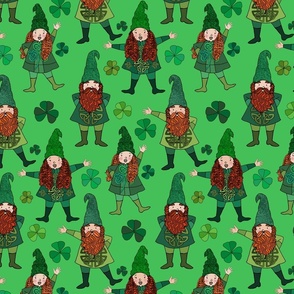 Irish Leprechaun Gnomes and Shamrocks (Green Clover)