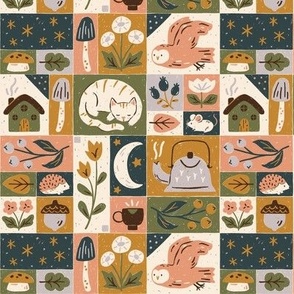 Repose - Cozy Patchwork Plants and Animals, Small