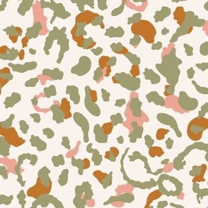 Animal Skin Leopard Pattern in pastel green pink and brown color palette