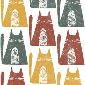 block print cat - peanut boho casual cat - rustic cat stamp fabric